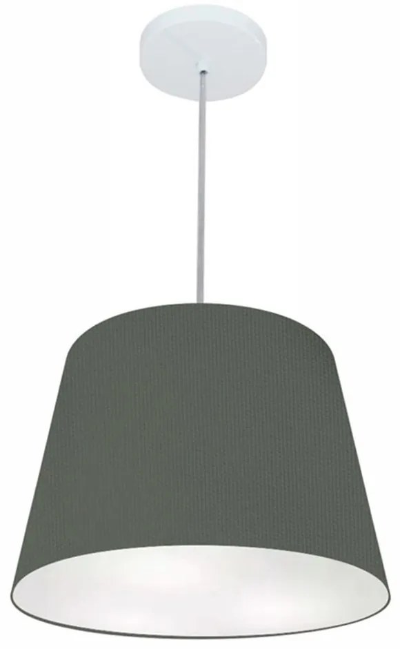 Lustre Pendente Cone Md-4155 Cúpula em Tecido 30/40x30cm Cinza Escuro - Bivolt