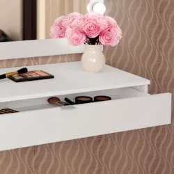 Penteadeira Suspensa com Painel Espelho Branco - Tecno Mobili