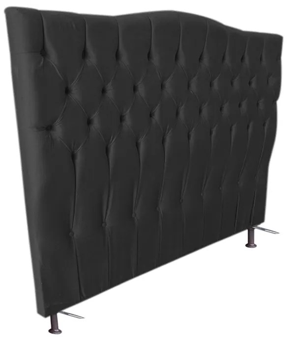 Cabeceira Cama Box Solteiro 90cm Capitonê Sofia Suede Preto - Sheep Estofados - Preto