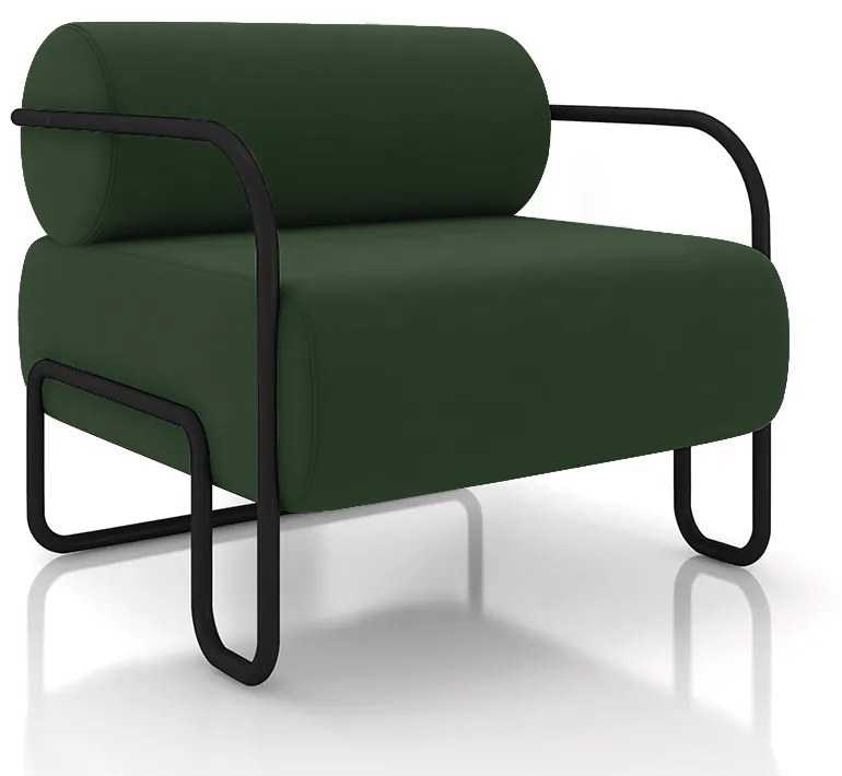 Poltrona Sala de Estar Industrial Preto Ameli Veludo K01 - D'Rossi - Verde Musgo