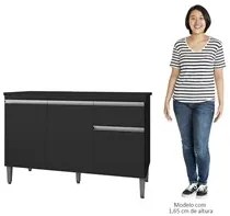 Balcão Gabinete Para Pia Com Tampo 120cm 3 Portas e 1 Gaveta Tatiane P