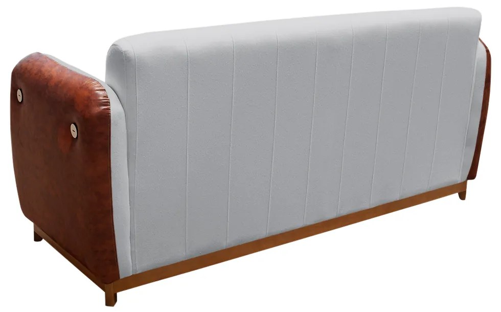 Sofá 3 Lugares Liverpool 1,90 m Compose Corino Ocre/Cinza C/ Botão - Decorar Estofados