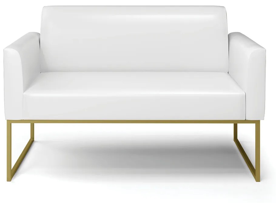 Sofá Namoradeira Base Industrial Dourado Marisa Corano D03 - D'Rossi - Branco