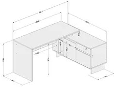 Mesa De Escritório Em L 154x120cm Los Angeles Preto/Carvalho Claro - P