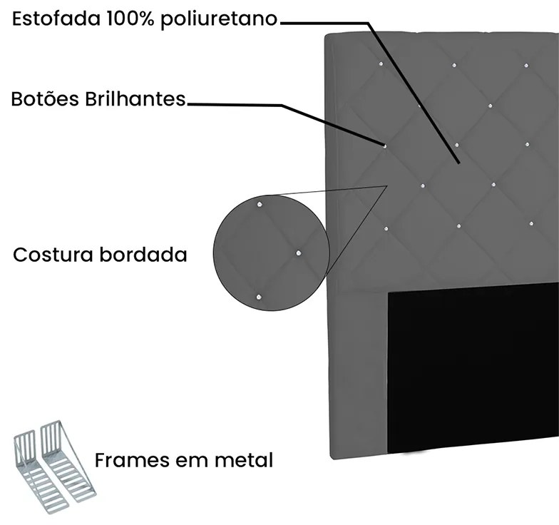 Cabeceira Cama Box Solteiro 90cm Tânia Suede Cinza - Sheep Estofados - Cinza