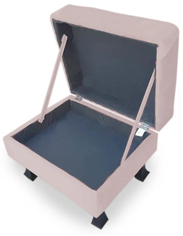 Puff Baú Decorativo Luis XV Capitonê 60x50cm Suede Rosa Bebê - Sheep Estofados - Rosa