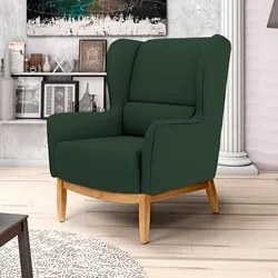 Poltrona Decorativa Base Manu Madeira Milena C-117 Linho Verde - Domi