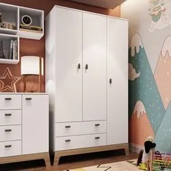 Guarda Roupa Infantil 108cm 3 Portas 2 Gavetas Favo de Mel 006 Branco
