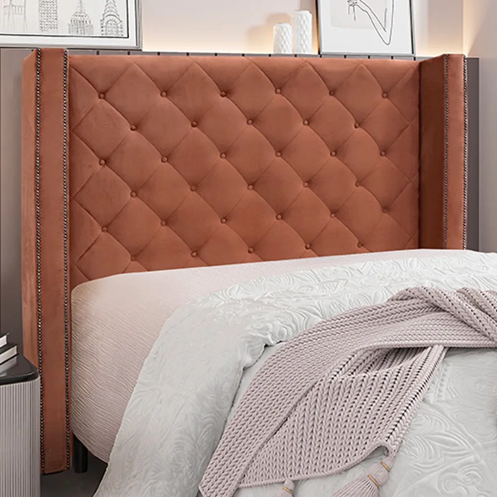 Cabeceira Decorativa King Size 2,19M Loewe Veludo Cobre G63 - Gran Belo