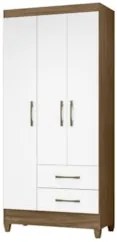 Guarda Roupa Solteiro 82cm 3 Portas Zeno Naturale/Branco Z17 - Mpozena