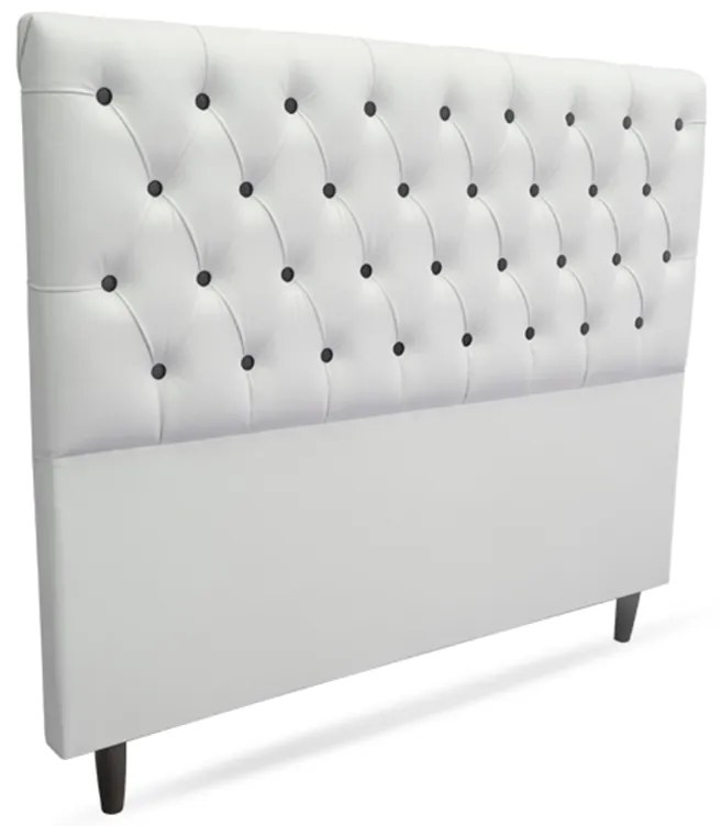 Cabeceira Cama Box Casal King 195cm Nicole Capitonê Corano Branco Botão Preto - Sheep Estofados - Branco