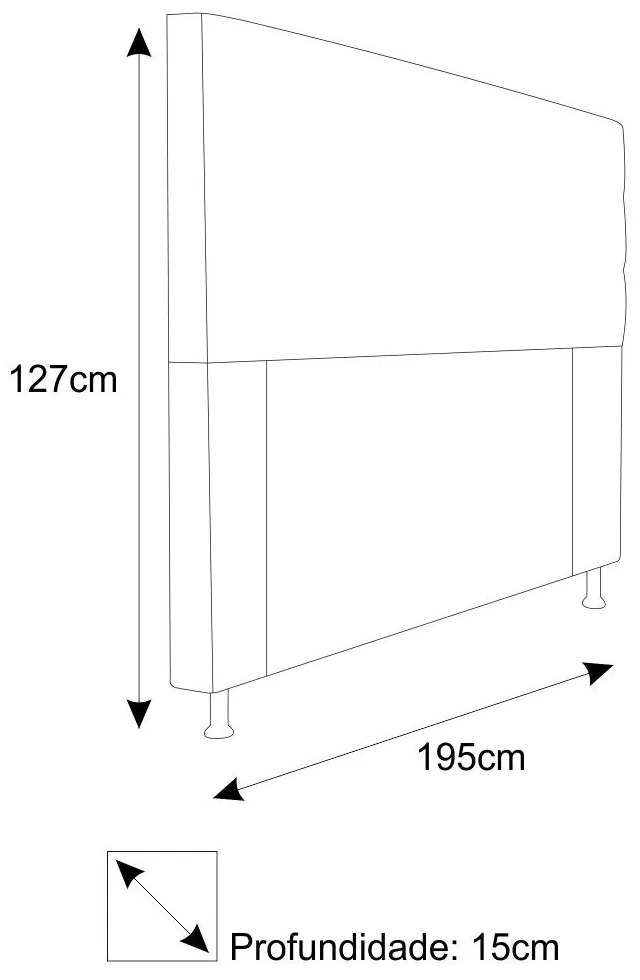 Cabeceira Estofada Turim 195 cm King Size Suede Bege - ADJ Decor