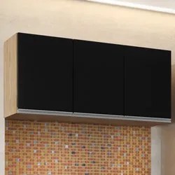 Armário Aéreo de Cozinha 120cm 3 Portas Virgínia Castanho/Preto - Lumi