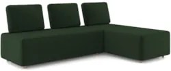 Sofá 3 Lugares Com Chaise 222cm Rovier Veludo Verde Z32      - Mpozena