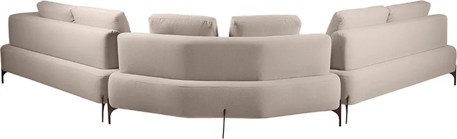 Sofá Modulado Sala de Estar 615cm Marino de Canto Pés de Ferro com Almofadas Linho Bege G92 - Gran Belo