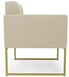 Sofá Namoradeira e 1 Poltrona Base Industrial Dourado Ana Suede Bege -