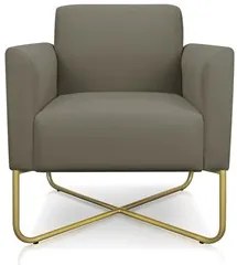 Poltrona Decorativa Base Industrial X Dourada Maressa S12 Suede Marrom