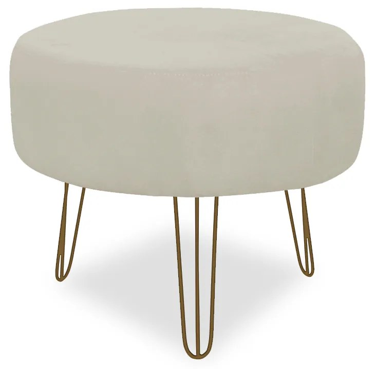 Puff Chloe Pés Hairpin Legs Dourado Suede Bege