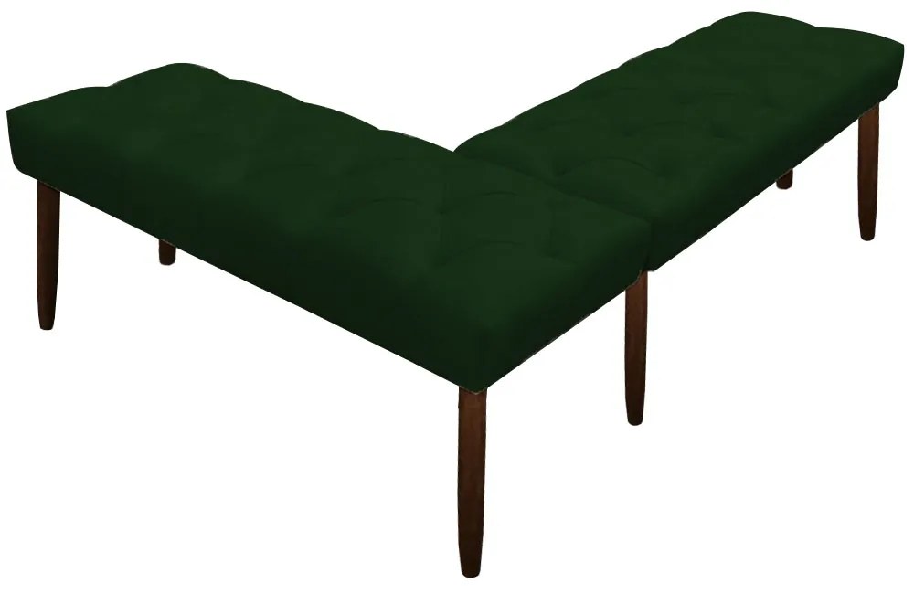 Banco de Canto Estofado Sira Suede Verde Pés Palito Castanho C05 - D'Rossi