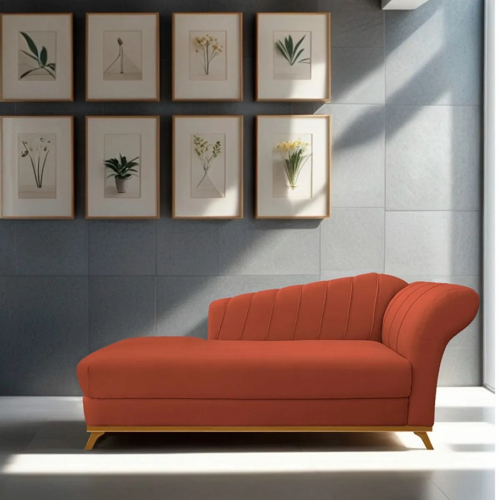 Recamier Vanessa 140cm Lado Esquerdo Suede Terracota- ADJ Decor