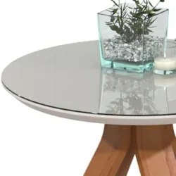 Mesa Lateral Apoio Para Sala Pé de Madeira Samba Off White E05 - Mpoze