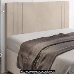 Cabeceira Cama Box Queen 160cm Estofada Rama Veludo Bege Z04 - Mpozena