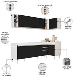 Armário de Cozinha Modulado de Canto Esquerdo 5 Peças CP52 Balcão sem