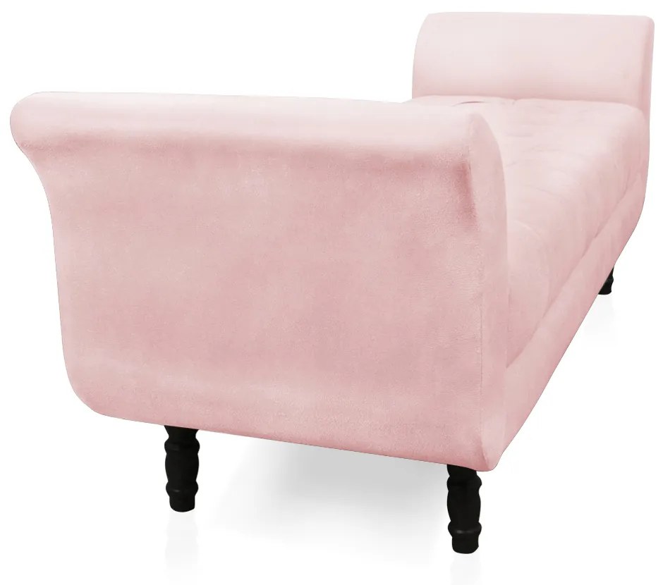 Recamier Olinda Suede 160 cm Pés Torneados Tabaco - D'Rossi - Rosa Bebê