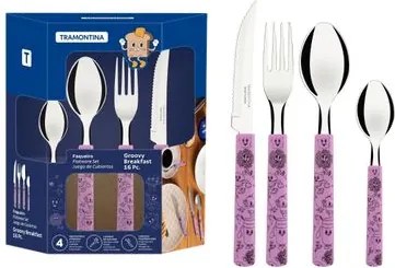 Faqueiro Tramontina Groovy Breakfast Lavanda 16 Peças em Aço Inox