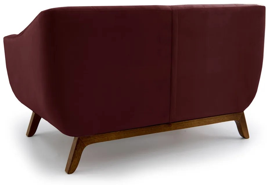 Sofá 2 Lugares Odeon D07 140cm Base Madeira Veludo Bordô - D'Rossi