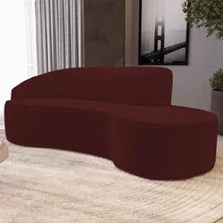 Sofá Living 3 Lugares 230cm Braço Esquerdo Mozart D06 Veludo Vermelho