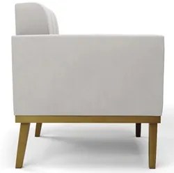 Sofá Namoradeira e 2 Poltronas Base Madeira Castanho Ana Veludo Cinza