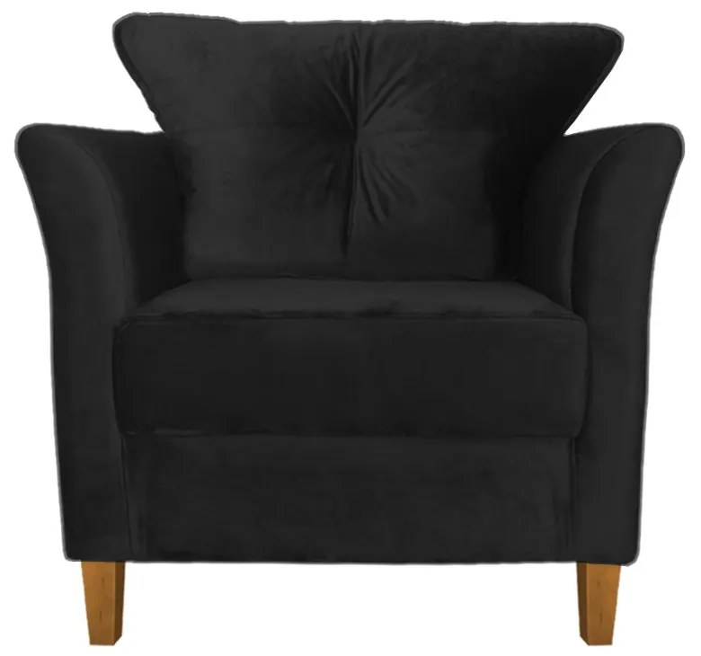 Kit Namoradeira + 2 Poltronas Ibis Sala Recepção Suede Preto