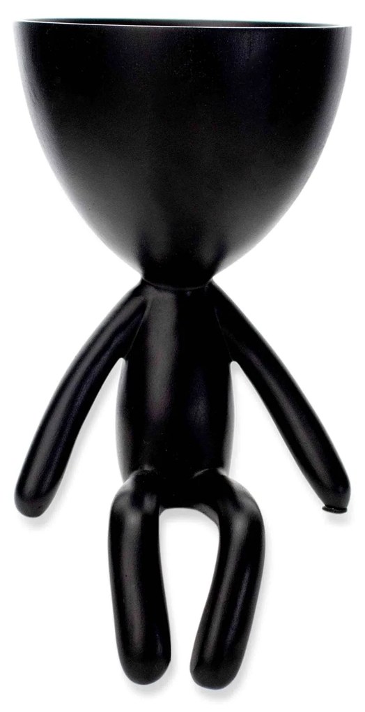 Vaso Decorativo Bob Robert Plant Sentando Em Poliresina Preto 18x10x10 Cm - D'Rossi