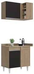 Armário de Cozinha Modulado de Canto 7 Peças CP36 com Pia Inox Castanh