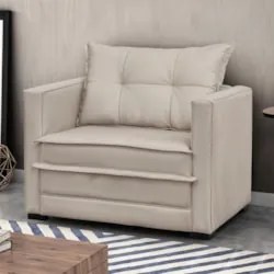 Sofá Cama Solteiro Berlim B10 Suede Bege - Mpozenato