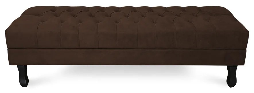 Puff Baú Decorativo Capitonê Luis XV 140x40cm Suede Marrom - Sheep Estofados - Marrom