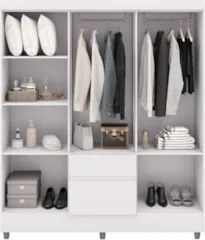 Guarda Roupa Solteiro 154cm Com 6 Portas Mayra Branco Flex V02 - Mpoze