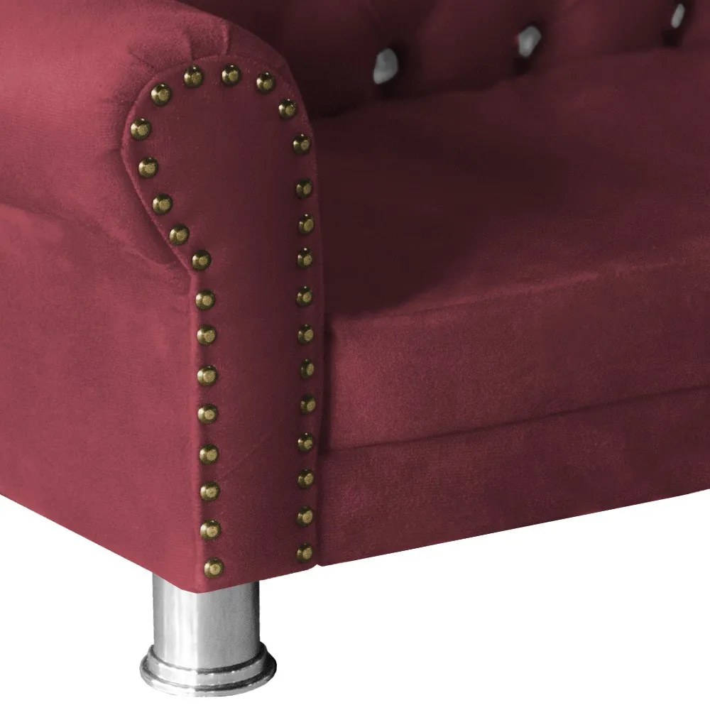 Mini Divã Sofá Realeza Cama Pet para Cães ou Gatos Elegante Suede Bordô
