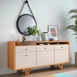 Balcão Buffet Ellora com Espelho Adnet 67cm H01 Off White/Cinamomo - M