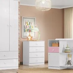 Cômoda Infantil 4 Gavetas Labirinto Branco HP - Henn