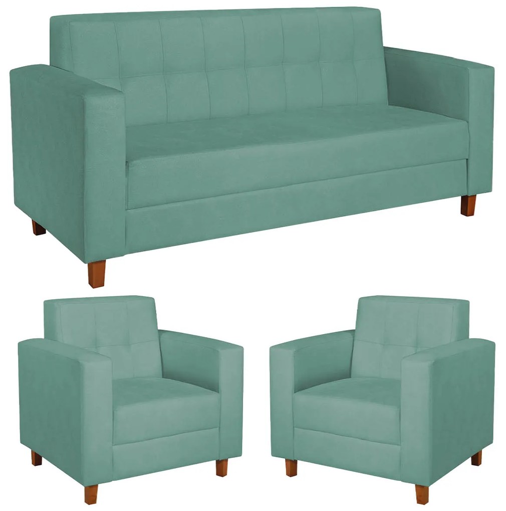 Kit Sofá 2 Lugares e 2 Poltronas Denver Linho - ADJ Decor