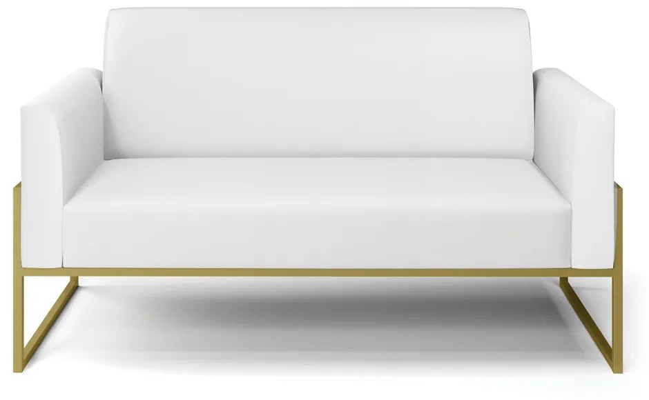 Sofá Namoradeira Base Industrial Alta Dourado Marisa Corino D03 - DRossi - Branco