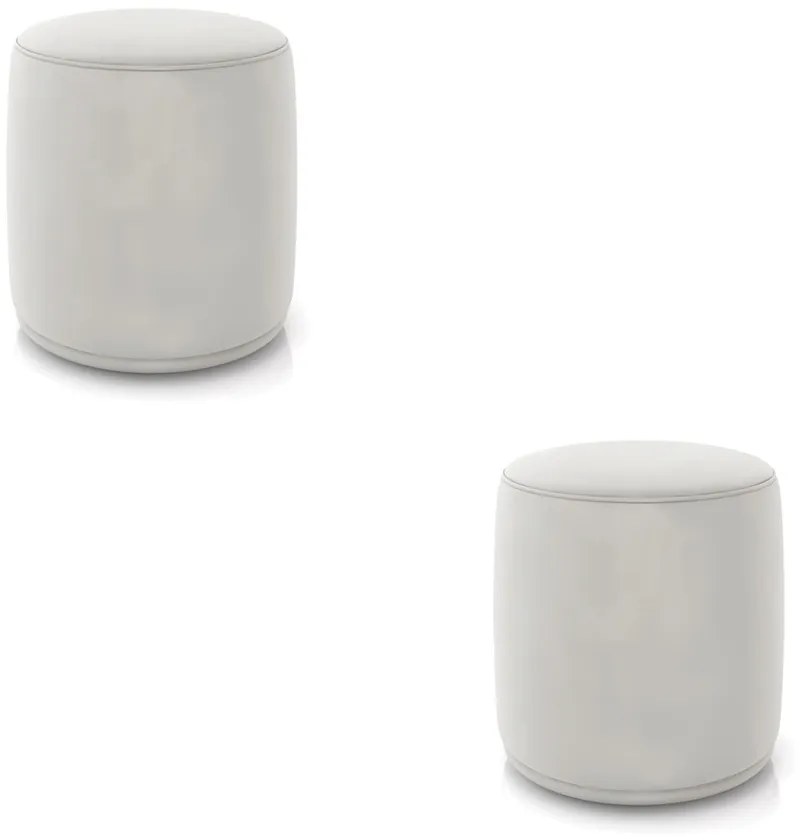Puff Redondo Orgânico para Sala Kit 2 Malu Veludo M11 - D'Rossi - Cinza