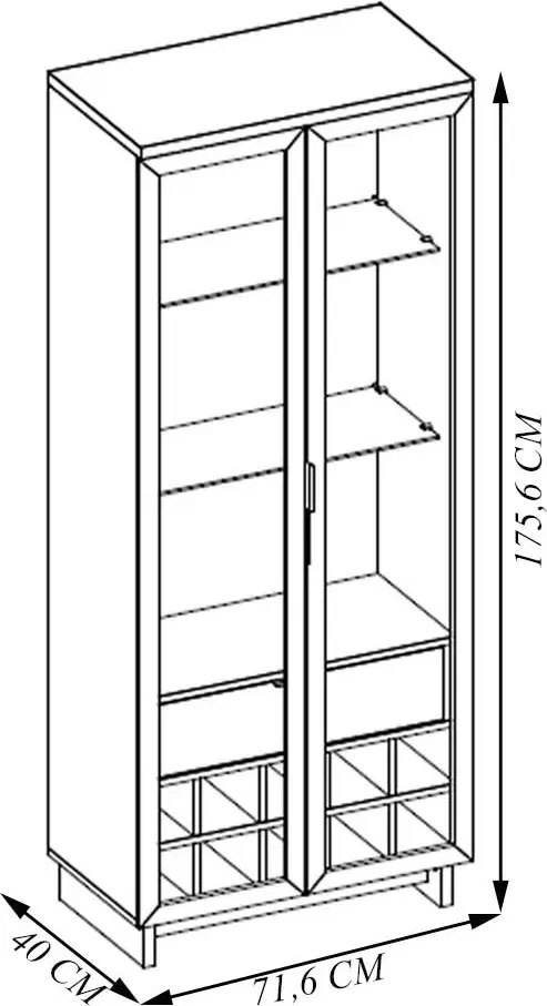 Cristaleira Decorativa com Led Tenerife G73 - Gran Belo - Preto/Noce