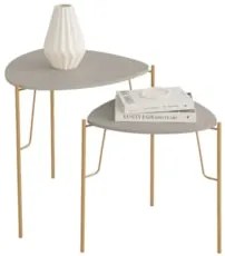 Mesa Lateral Para Sala Pés Metálicos Kit 2 Blen Grigio/Dourado I06 - M