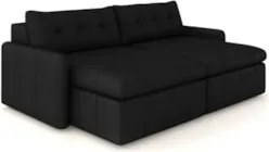 Sofá Retrátil 4 Lugares Para Sala 264cm Elios Couro Preto Z55 - Mpozen