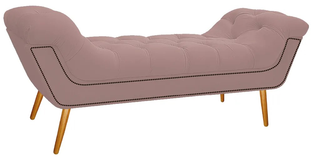 Calçadeira Estofada Veneza 160 cm Queen Size Suede Rosê - ADJ Decor