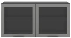Armário Aéreo 120cm 2 Portas de Vidro Grace Grafite Z44 - Mpozenat