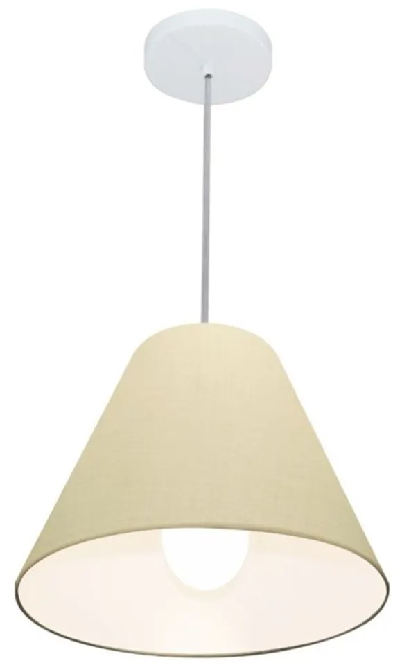 Lustre Pendente Cone Md-4028 Cúpula em Tecido 25/30x12cm Algodão Crú - Bivolt